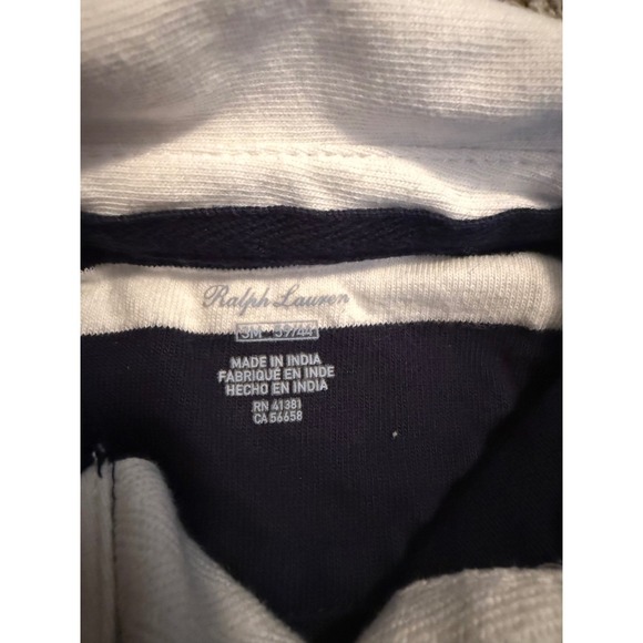 Ralph Lauren Baby Boy Striped Romper Set 3M Velour Footed Navy Blue Rugby 2 Pack - Picture 6 of 6